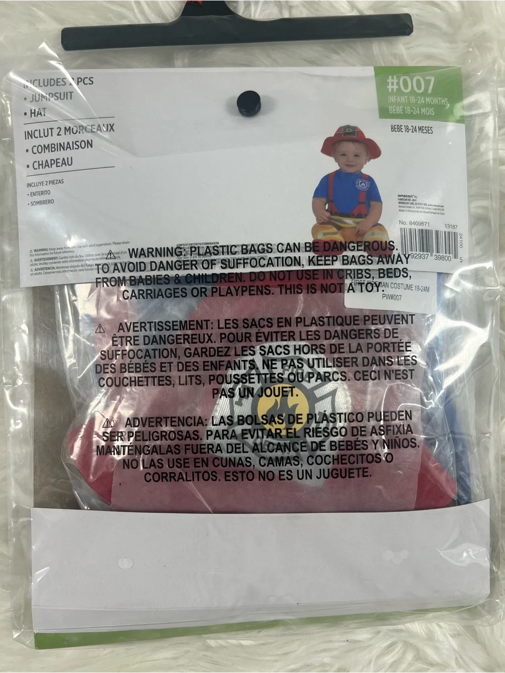 Infant Firefighter Halloween Costume - Blue Red hat Kids NEW 18-24 months